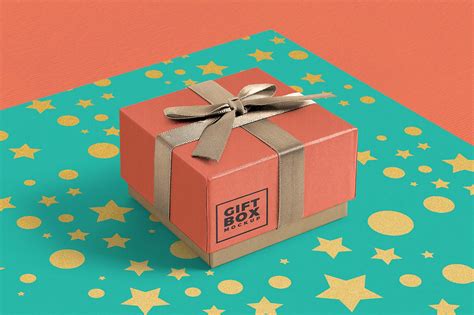 Gift Box With Ribbon&nbsp;Mockup